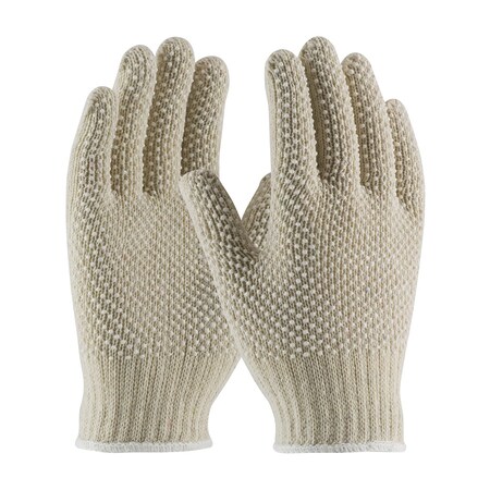 Pip Regular Weight Seamless Knit Cotton/Polyester Glove with White PVC Dotted Grip - Double-Sided, 12PK 36-110PDD-WT/S